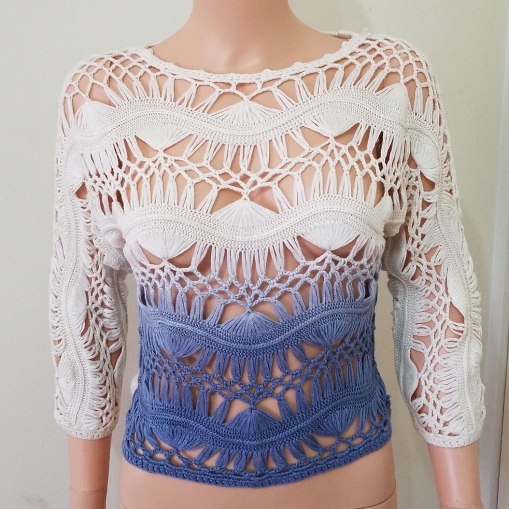Jason Maxwell Crochet Ombre Crop Top sz S NWT